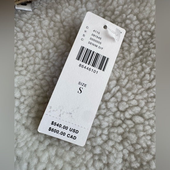 Denimist Anthropologie Cropped Sherpa-Lined Denim Jacket NWT Size S - Picture 7 of 11